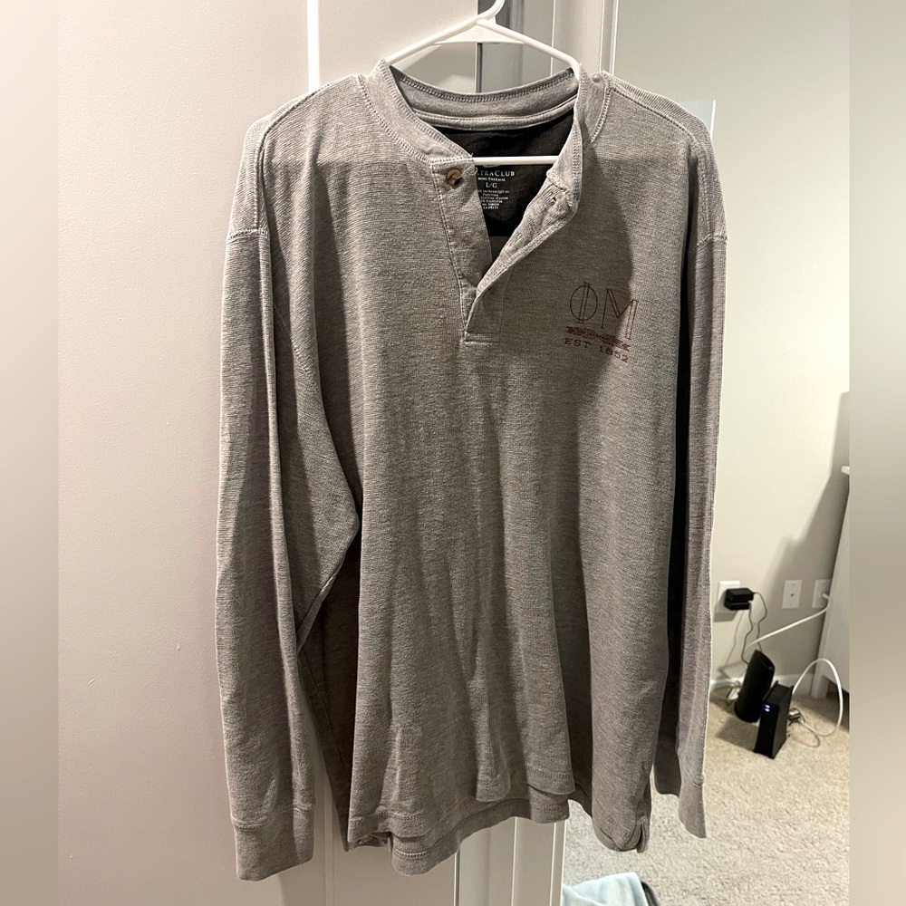 Grey Thermal Button Up Henley